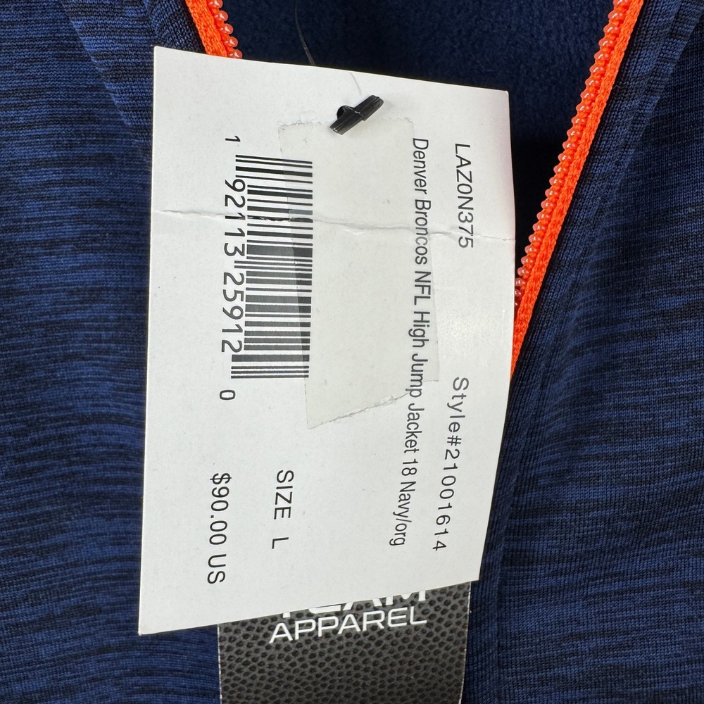 NFL Denver Broncos High Jump Jacket Navy Orange Full Zip Fleece Mens Large NEW - Picture 6 of 11